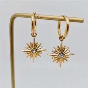 18k Gold plated Starburst Hoop Earrings